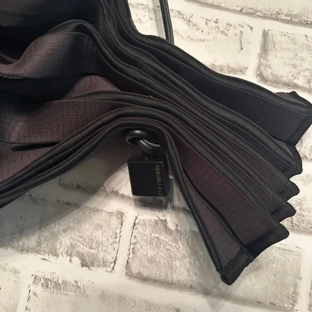 rare Issey Miyake Pleats Please Accordion Drawstring Bag Dark Brown/Black Purse